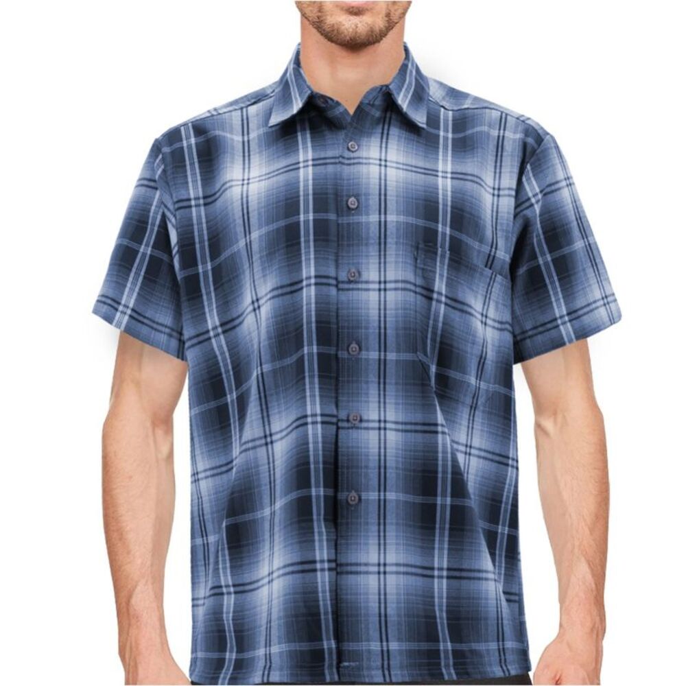 Maximos Men's Plaid Shirt Full Button Down Short Sleeve Classic Western Shirt